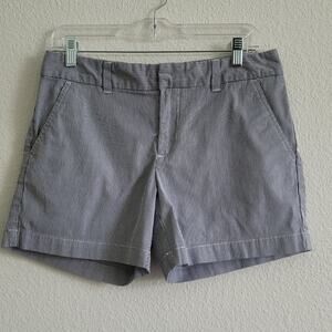 TOMMY HILFIGER Shorts Striped Chino 9" Rise 5" Inseam High Waisted Size 6 Navy